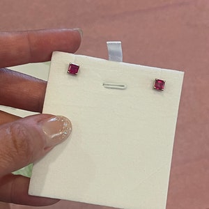Ruby studs earrings 5mm natural ruby studs square earrings red ruby natural earth mined ruby earrings yellow gold 14kt ruby studs square