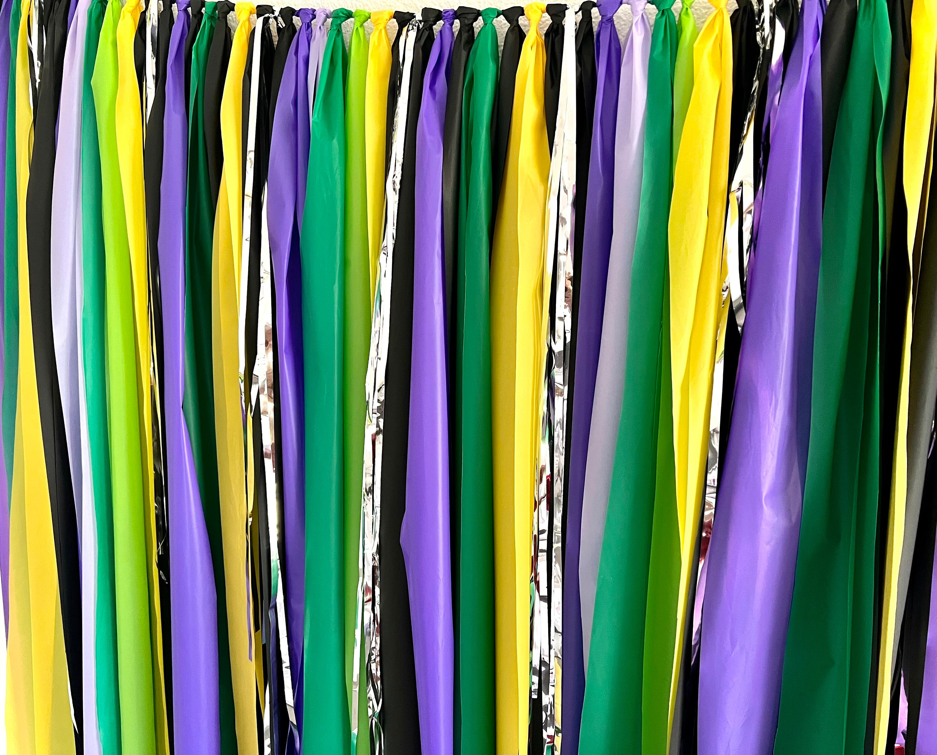 Fringe Backdrop Mardi Gras Disco Theme Purple Green and Gold Fringe Decorations Party Decor Birthday Photo Booth