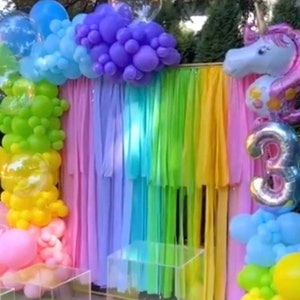 Pastel Rainbow Backdrop Plastic Streamers/baby Shower Backdrop