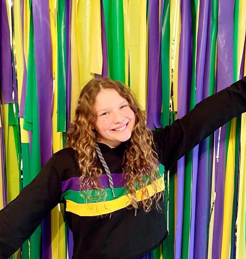 Mardi Gras Fringe Backdrop Purple Green and Gold Mardi Gras Decorations Fringe Decorations Party Decor Birthday Photo Booth