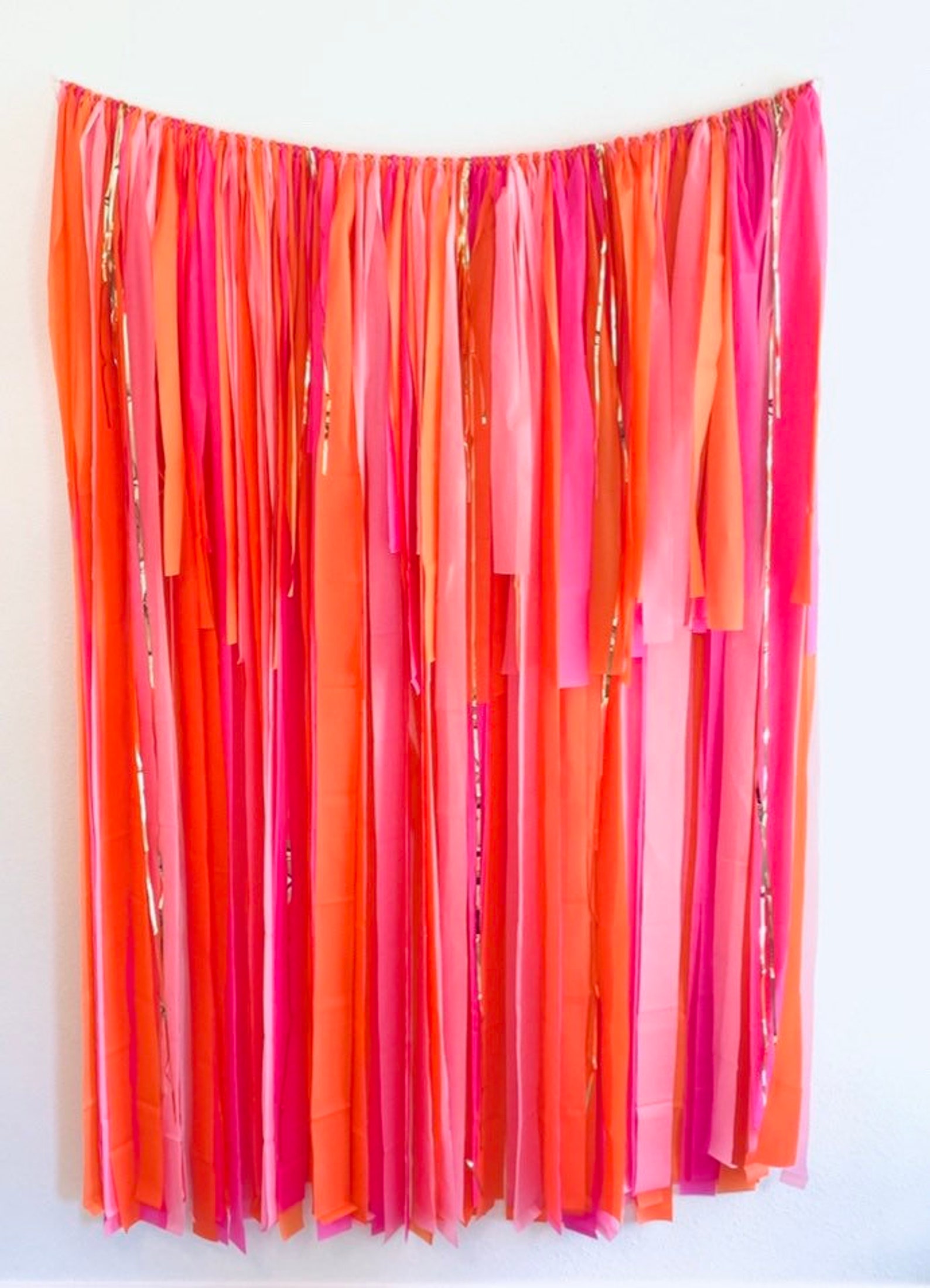 Fringe Backdrop Pink and Orange Fringe Decorations Party Etsy