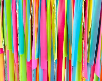 Fringe Backdrop | Neon Party | Girl Birthday | Unicorn | Mermaid | Fringe Decorations | Party Decor | Bachelorette | Streamers | Photo Booth