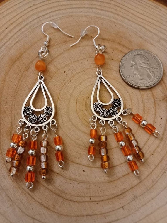 Orange online chandelier earrings