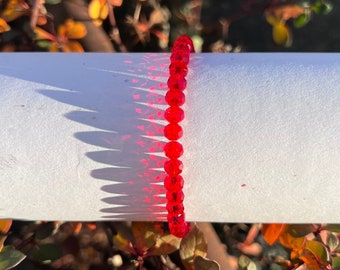 Handmade Red Beaded Bracelet- Glass Bead Bracelet-Handmade Stretchy Beaded Bracelet