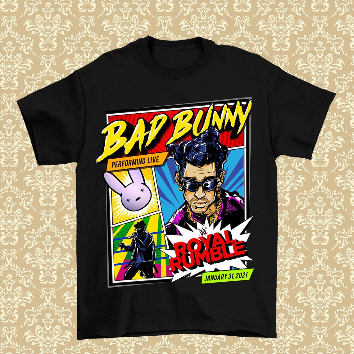 Bad Bunny Shirt For Men And Women Wwe Bad Bunny Comics 2021 Etsy