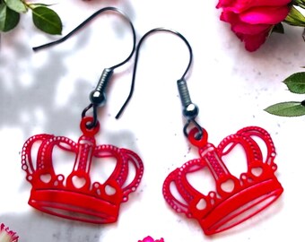 British Earrings, British flag earrings, royal earring, coronation outfits, King Charles gifts, novelty earrings, red crown earrings