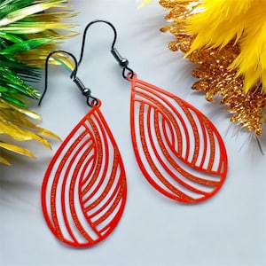 Orange Earrings, teardrop earrings, comfortable earrings, everyday earrings, gifts for her, no plastic packaging, summer gifts, holiday gift