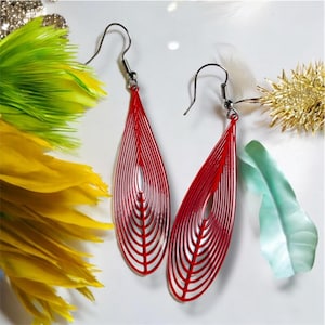 Red Earrings, Long earrings, huge Teardrop Earrings, Gifts for Teens, gifts for her, latest fashion earrings, everyday earrings