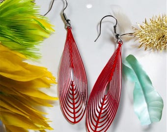Red Earrings, Long earrings, huge Teardrop Earrings, Gifts for Teens, gifts for her, latest fashion earrings, everyday earrings
