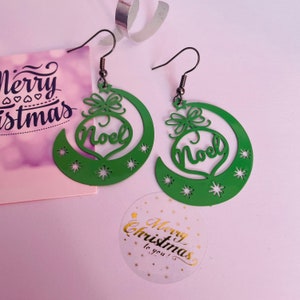 Noel earrings, Festive earrings, Christmas, Christmas earrings, secret Santa gifts, gifts for her, stocking fillers, green earrings