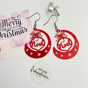 Noel earrings, Festive earrings, Christmas, Christmas earrings, secret Santa gifts, gifts for her, stocking fillers, Red earrings
