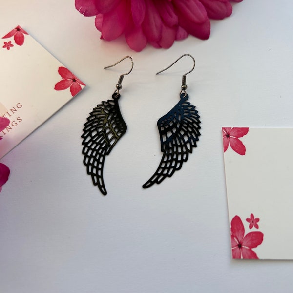 Angel Wing Earrings, laser cut earrings, dangle earring, gifts for mum, Earrings for her, angel gifts, gifts for her