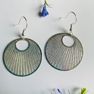 Glitter earrings , Silver Earrings, Disco earrings,  gifts for her, hypoallergenic hooks, Filigree charms, no plastic packaging