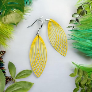 Art Nouveau, yellow oval Earrings, Teardrop Earrings, Birthday Gift ideas for Friends, everyday earrings for her