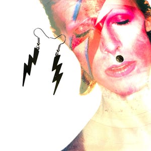 Bowie fans, Bowie earrings, David Bowie gift, lightening bolt, everyday earrings, Bowie gifts, ziggy gifts, Bowie design, black bolt earring