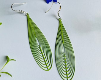 Green Earrings, Long earrings, huge Teardrop Earrings, Gifts for Teens, gifts for her, latest fashion earrings, everyday earrings