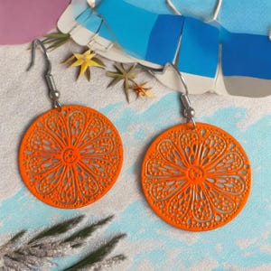 Orange Earrings, orange slice earrings, orange slices, comfortable earrings, everyday earrings, gifts for her, no plastic packaging