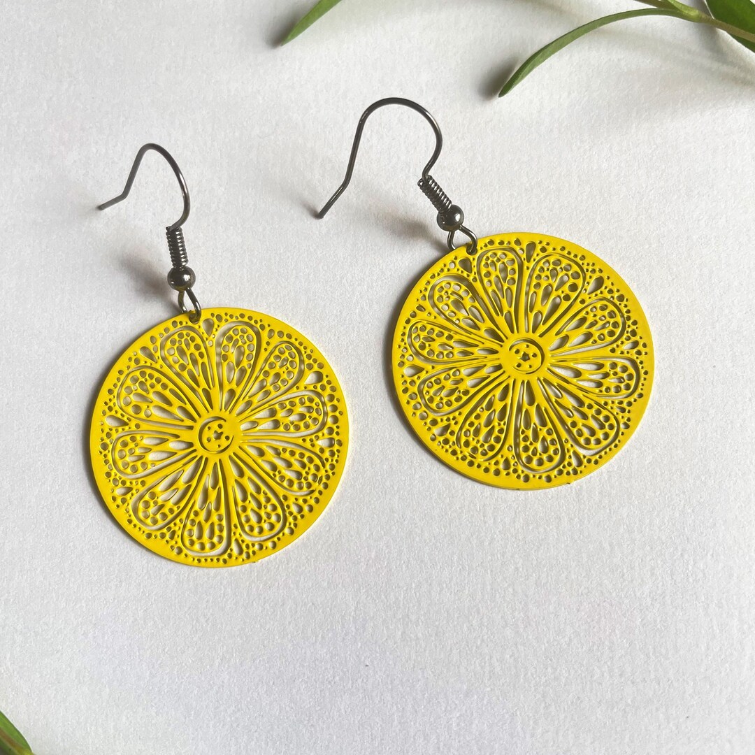 Zitronen Ohrringe Für Frauen - Verspielte Frucht-Ohrringe In Gelb