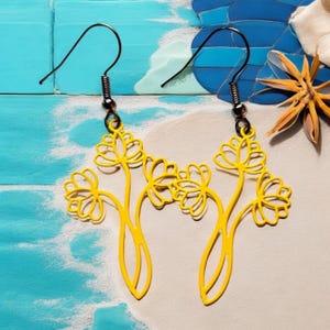 Yellow earrings, flower earrings, flower gifts, yellow flowers , floral Design, Chic Accessories, gifts for her, Filigree Jewelry, fun gifts