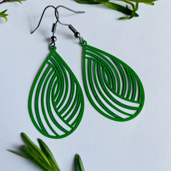 Bright Earrings, teardrop earrings, comfortable earrings, everyday earrings, gifts for her, no plastic packaging, Green earrings