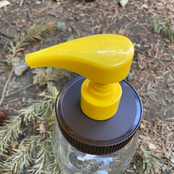 Mason Jar Pump Lid- QUART Size, "Charlie Brown" & Yellow