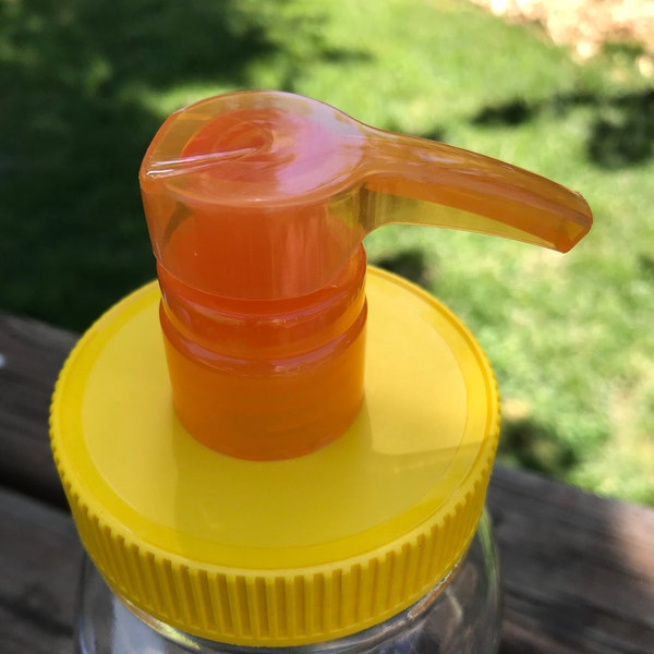 Mason Jar Pump Lid- QUART Size, Sunshine Orange & Yellow