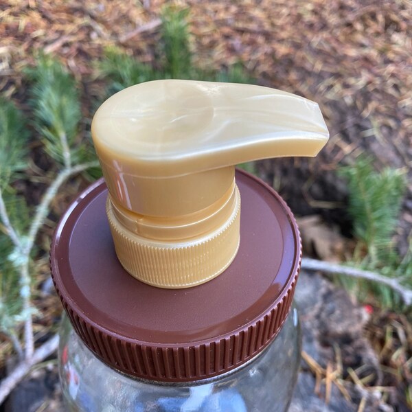 Mason Jar Pump Lid- QUART Size, Gold & Brown