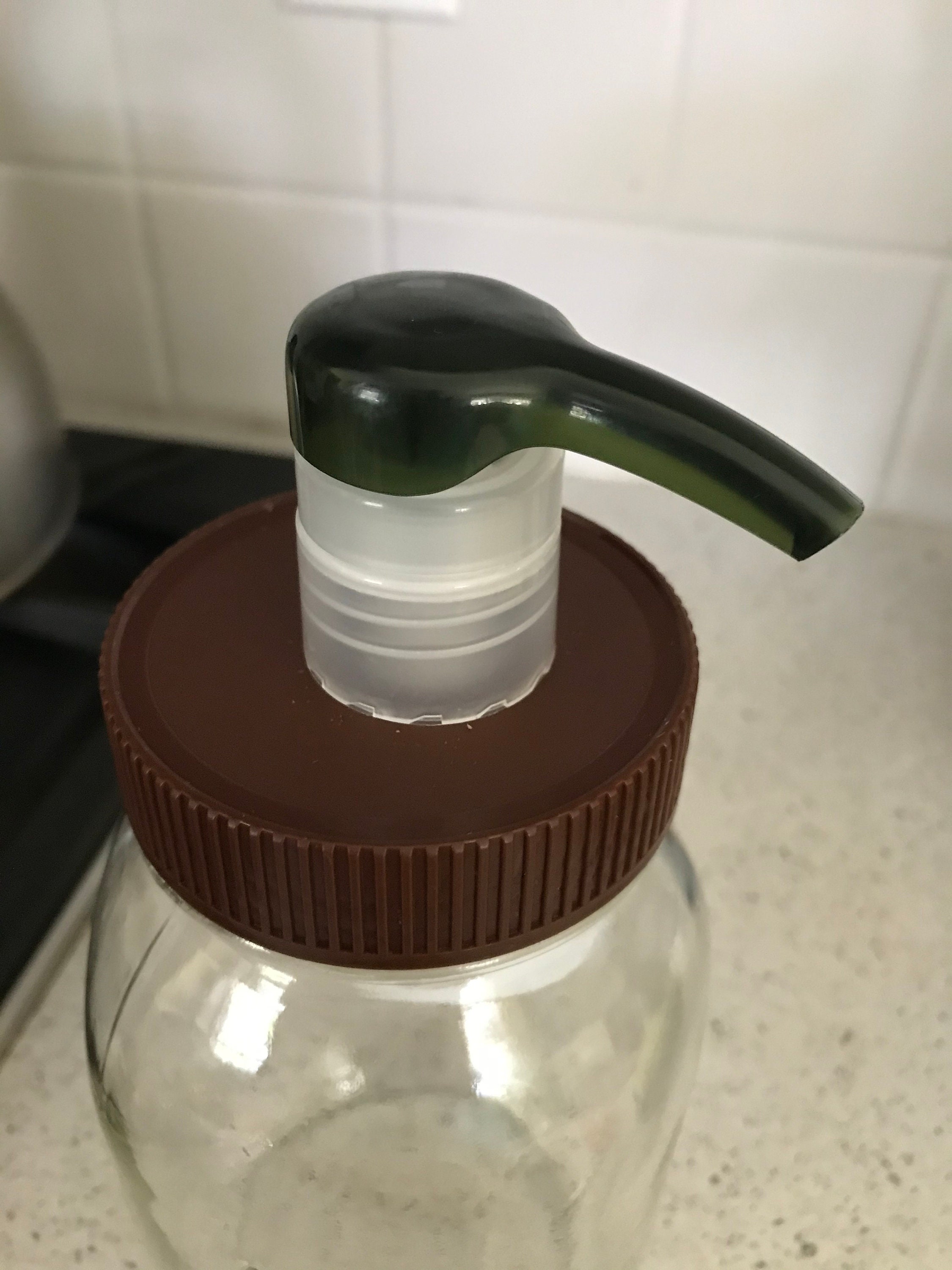 Long Mason Jar Pump Lid green & brown Etsy