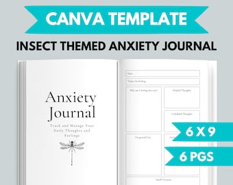 KDP Insect Anxiety Journal Canva Template | KDP Journal Interior File | Mental Health Journal | Mindfulness Journal Printable | Mood Journal