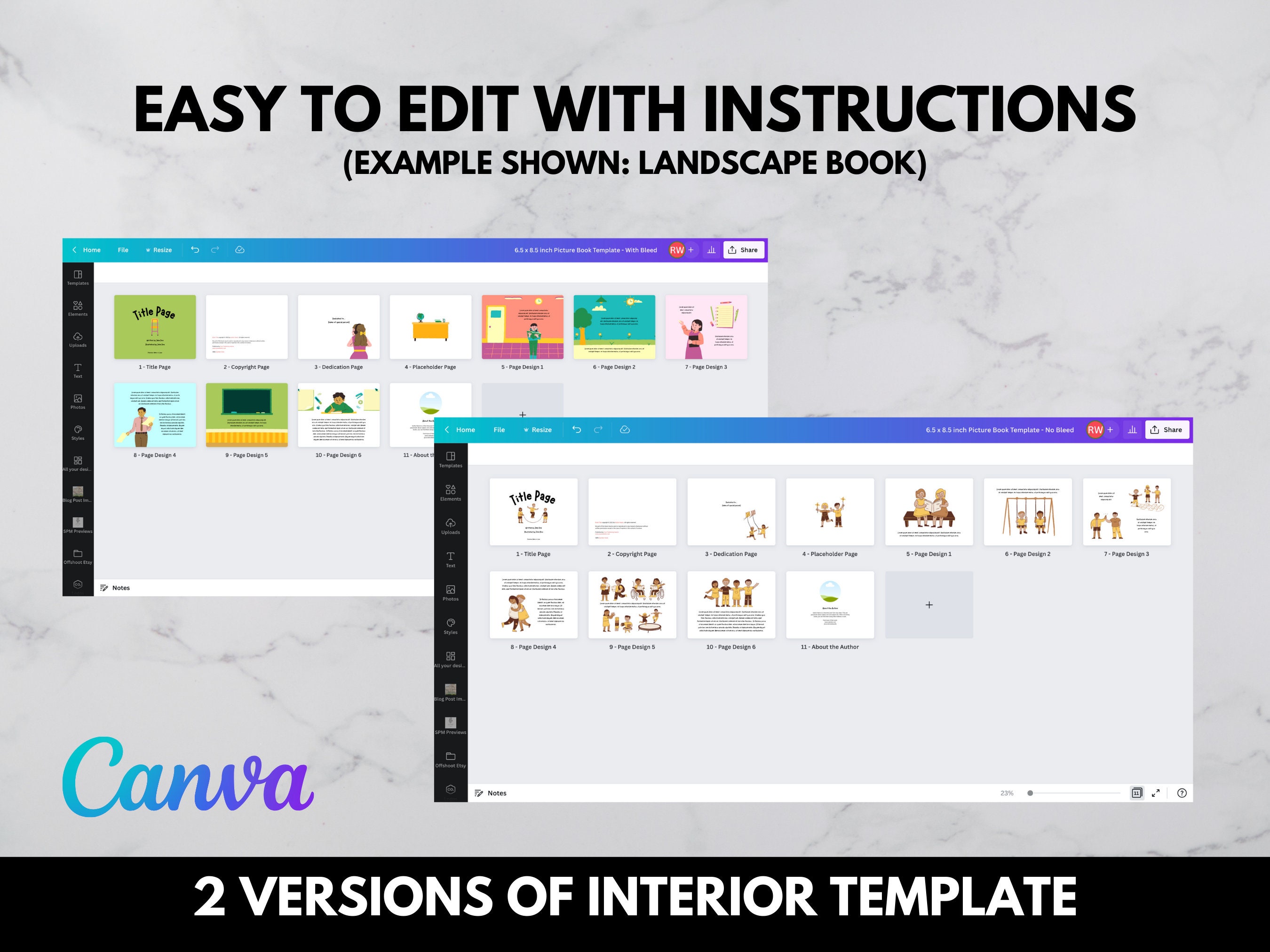 3 Picture Book Template BUNDLE | Complete Design Kit for Square ...