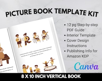8x10 Inch Picture Book Template | Complete Design Kit for 8x10 Vertical Picture Book | Picture Book Canva Template | Storybook Template