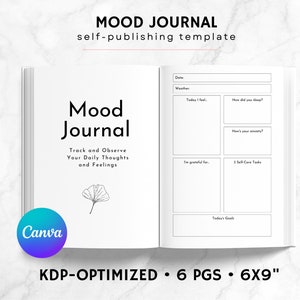 KDP Mood Journal Canva Template | KDP Journal Interior File | Mental Health Journal | Mindfulness Journal Printable | Anxiety Journal