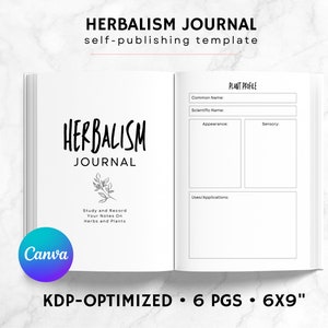 KDP Herbalism Journal Canva Template | KDP Journal Interior File | Guided Journal | Grimoire Journal Printable | Witch Journal