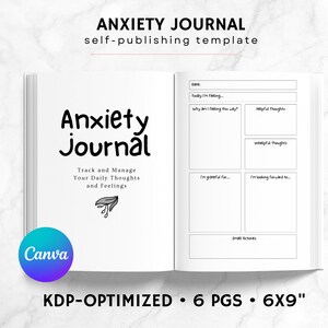 KDP Anxiety Journal Canva Template | KDP Journal Interior File | Anxiety Journal Commercial Use KDP | Mindfulness Journal Printable