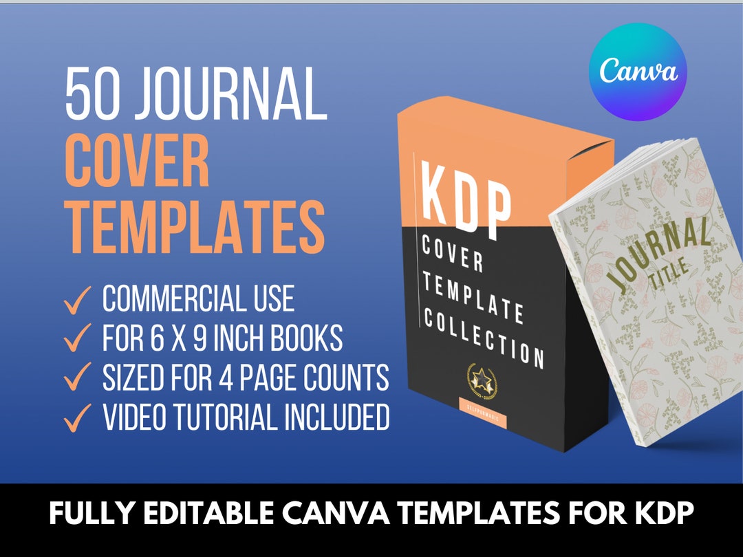 KDP Journal Cover Bundle 50 Designs Canva Templates KDP Etsy