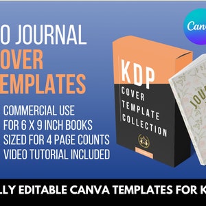KDP Journal Cover Bundle 50 Designs Canva Templates | KDP Cover Template | Paperback Journal Cover Templates | 6x9 Inch Journal Covers
