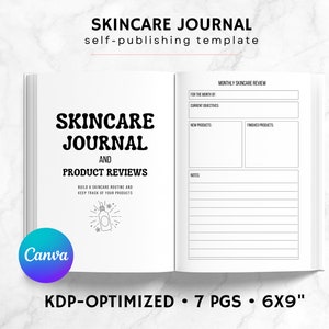 KDP Skincare Journal Canva Template | KDP Journal Interior File | Skincare Product Review Journal | Aesthetitican Journal Printable