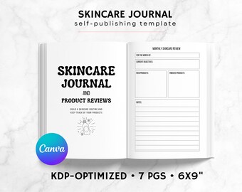 KDP Skincare Journal Canva Template | KDP Journal Interior File | Skincare Product Review Journal | Aesthetitican Journal Printable