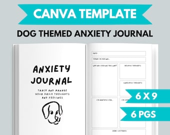 KDP Dog Anxiety Journal Canva Template | KDP Journal Interior File | Anxiety Journal Commercial Use KDP | Mindfulness Journal Printable