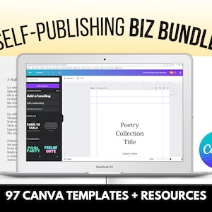 Bundle Biz d'auto-édition : 97 modèles et ressources Canva | Intérieurs de journaux | Modèle de livre d'images | Modèle de livre de cuisine | Livre de poésie