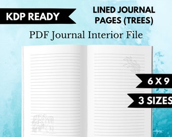 KDP Lined Paper Journal Trees | KDP Journal Interior File Botanical | Blank Journal interior Commercial Use KDP | Interior Journal File