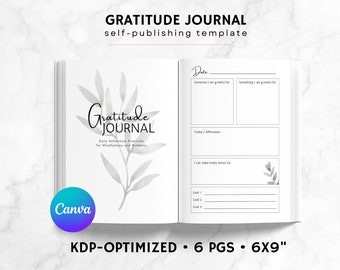 KDP Gratitude Journal Canva Template | KDP Journal Interior File | Feelings Journal | Affirmation Journal Printable | Mindfulness Journal