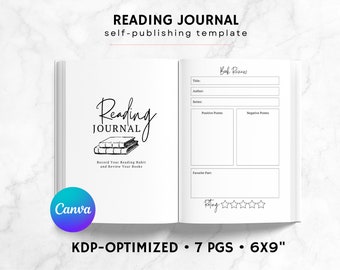 KDP Reading Journal Canva Template | KDP Journal Interior File | Book Journal | Reading Log Printable | Book Review Journal