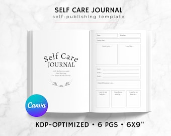 KDP Self Care Journal Canva Template | KDP Journal Interior File | Wellness Journal | Mindfulness Journal Printable | Anxiety Journal