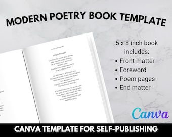 5x8 Modern Poetry Book Template | Canva Book Template | Self-Publishing Template | 5 x 8 inch Paperback Book for KDP | Poetry Book Interior