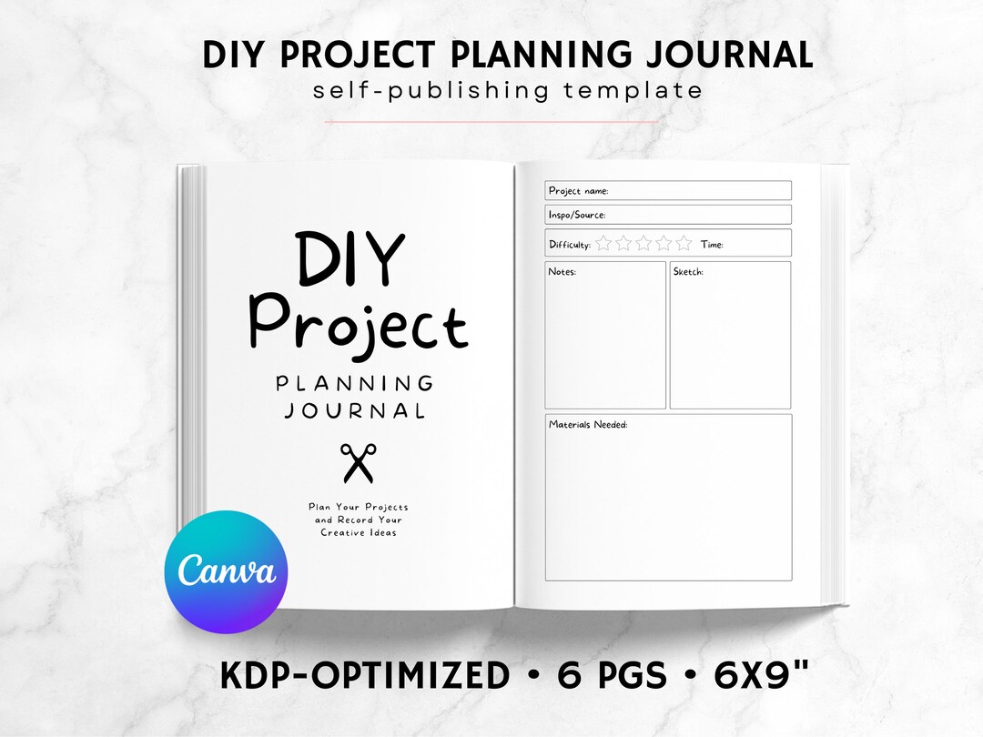 KDP DIY Project Journal Canva Template | KDP Journal Interior File ...