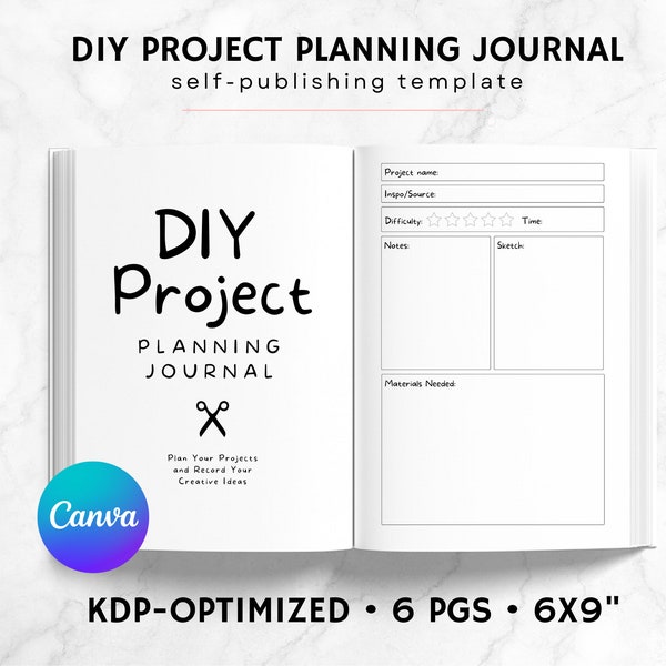 KDP DIY Project Journal Canva Template | KDP Journal Interior File | Craft Journal | Amazon Interior | Do-It-Yourself Project Planner