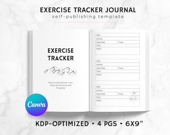 KDP Exercise Journal Canva Template | KDP Journal Interior File | Exercise Log Journal Commercial Use KDP | Fitness Journal Printable
