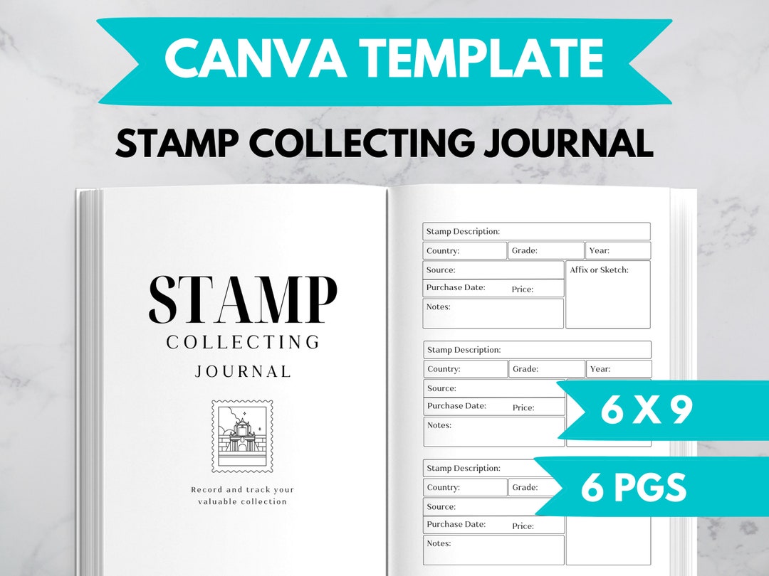 KDP Stamp Collecting Journal Canva Template KDP Journal Interior File