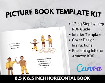 8.5x6.5 Inch Picture Book Template | Complete Design Kit for Landscape/Horizontal Picture Book | Picture Book Canva Template | Storybook